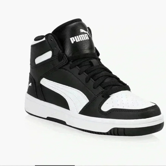 PUMA Mens Rebound Layup Leather Sneaker black and white Panda size 8 - Picture 3 of 4